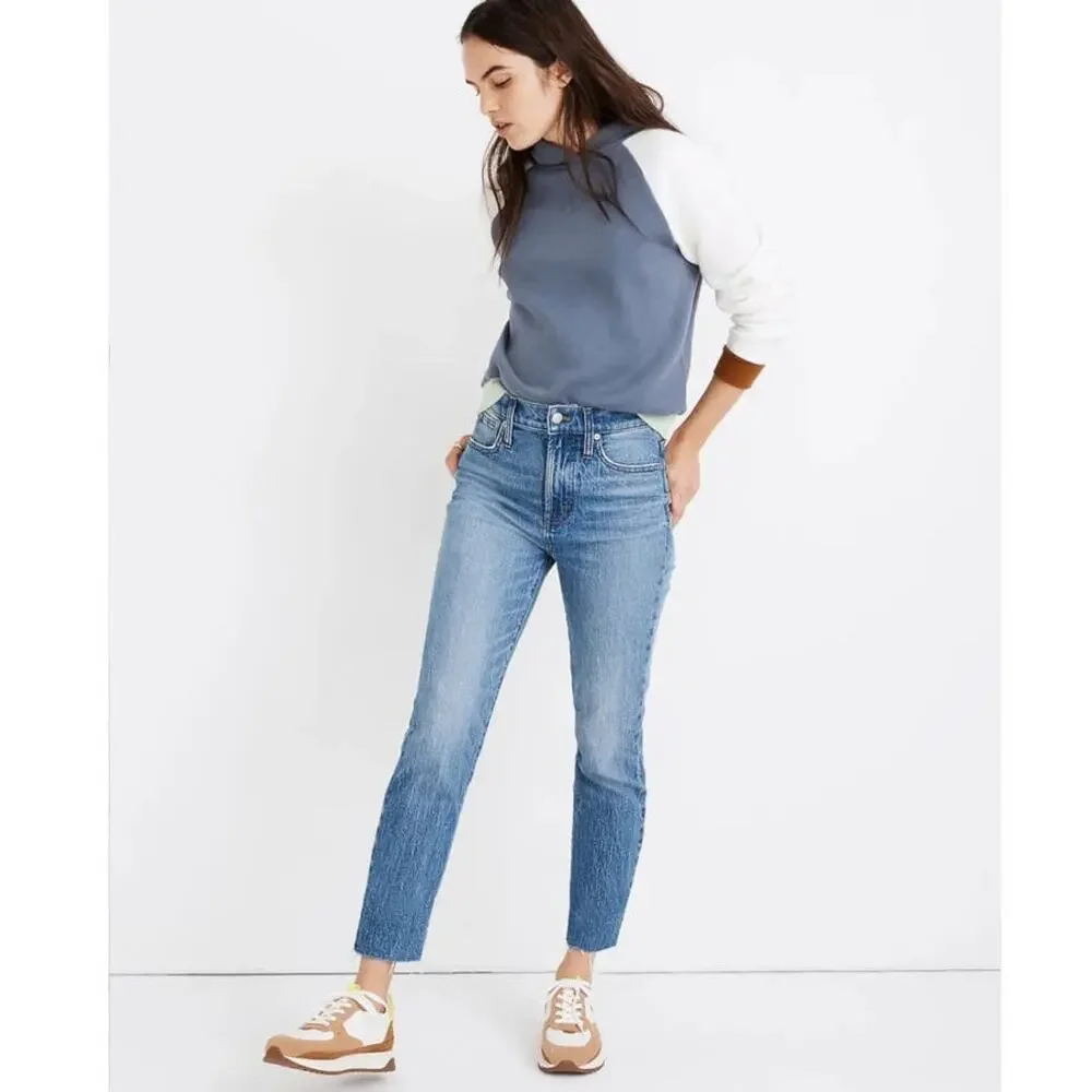Madewell The Perfect Vintage Crop Jean in Enmore Wash‎ Raw Hem Edition Sz 25